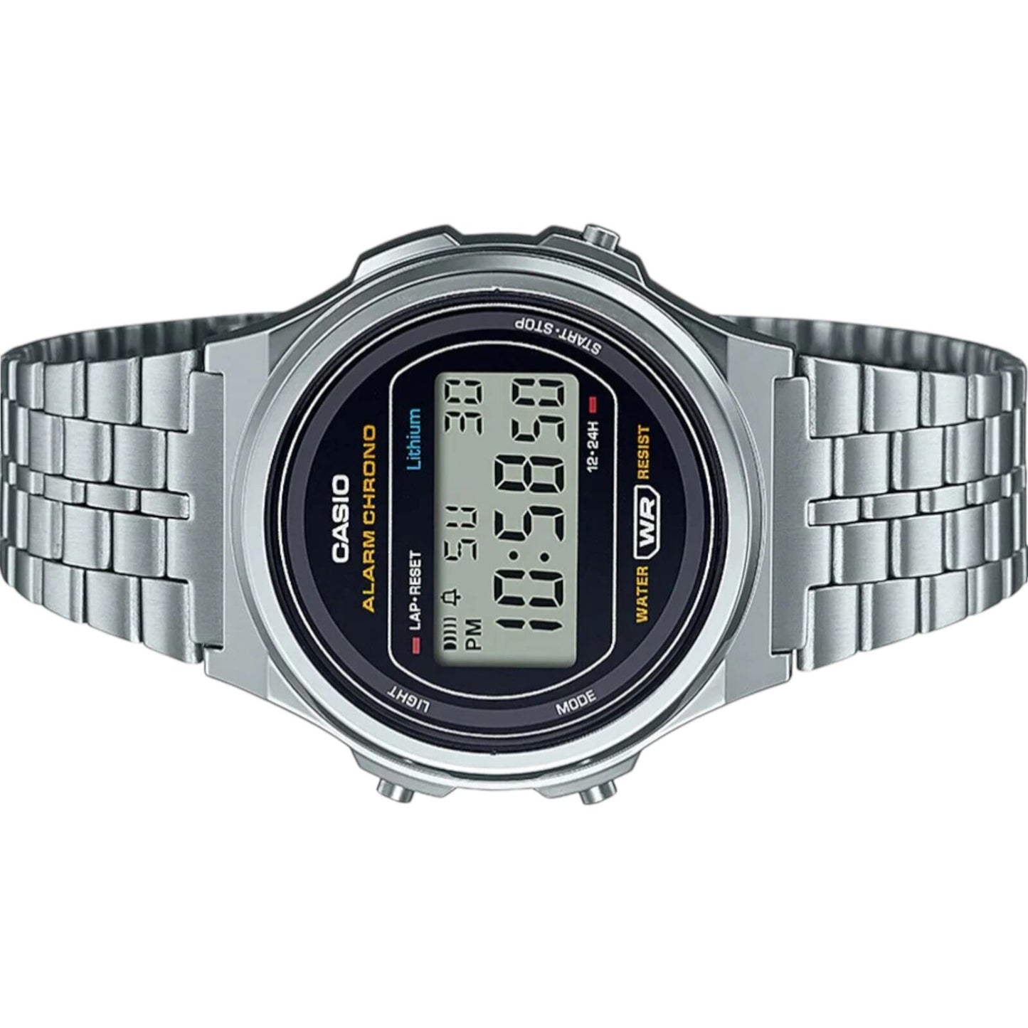 Casio A171WE-1A Unisex Digital Watch Stainless Steel Retro Alarm LED