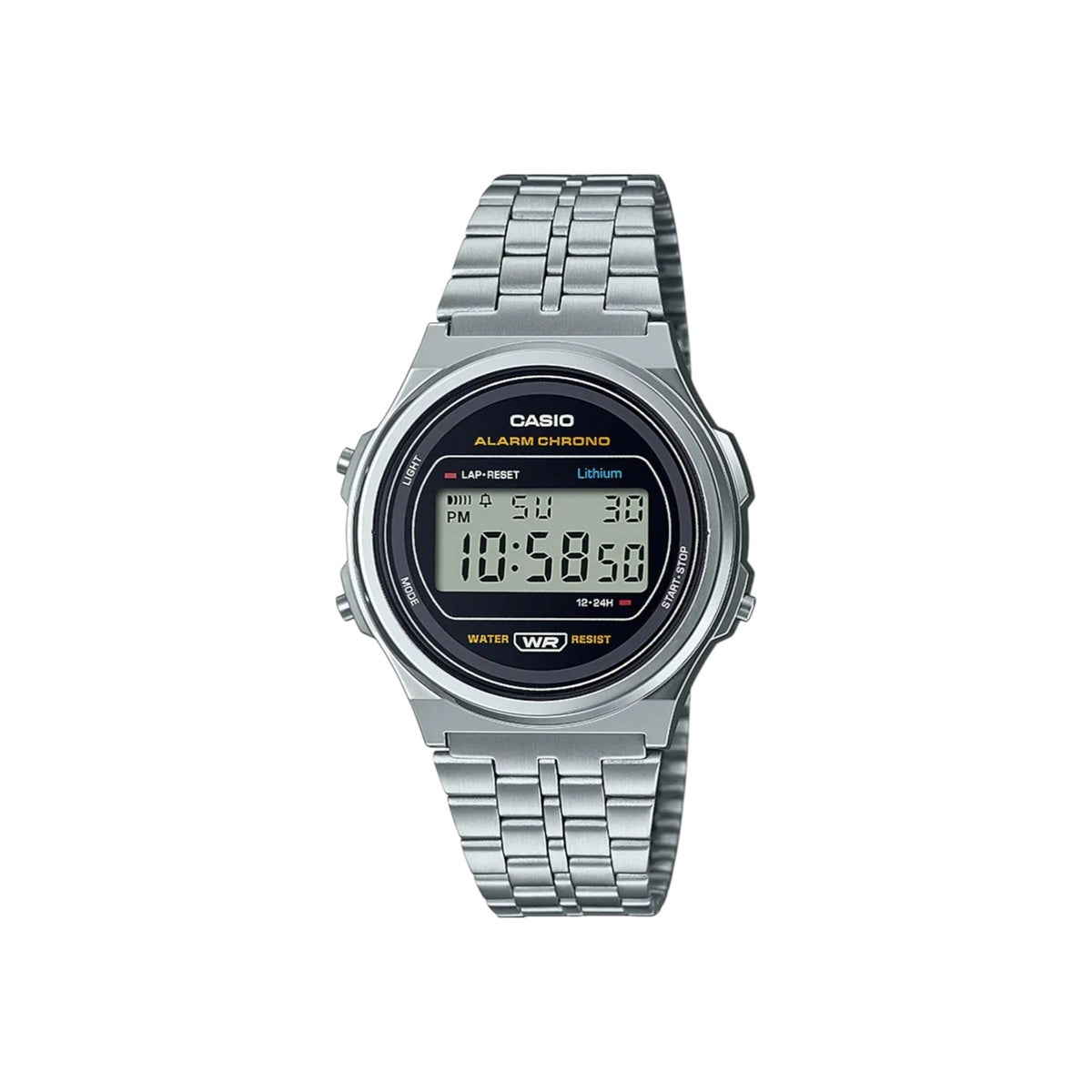 Casio A171WE-1A Unisex Digital Watch Stainless Steel Retro Alarm LED