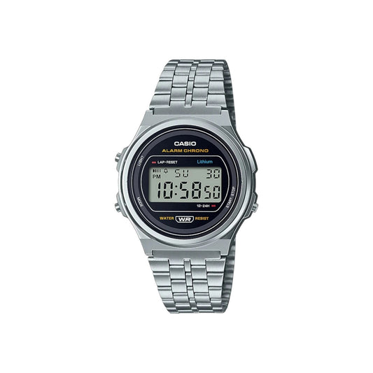 Casio A171WE-1A Unisex Digital Watch Stainless Steel Retro Alarm LED