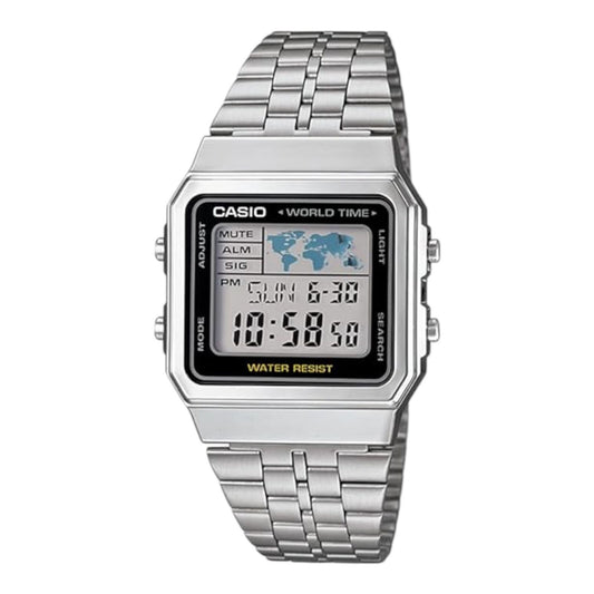Casio A500WA-1 Unisex Digital Watch World Time LED