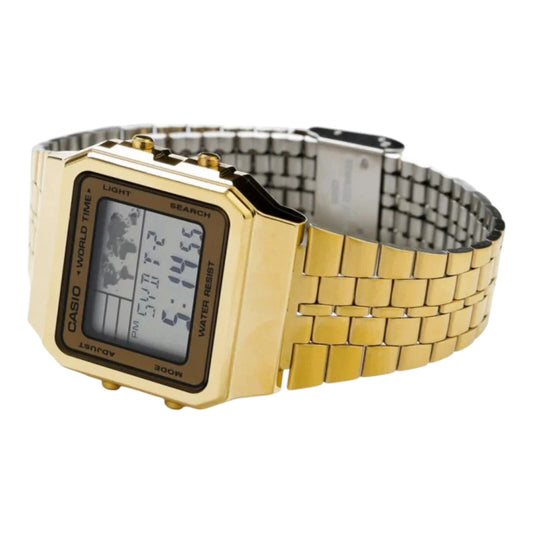 Casio A500WGA-9DF Gold Gents Digital Watch World Time LED 5 Alarms Stopwatch