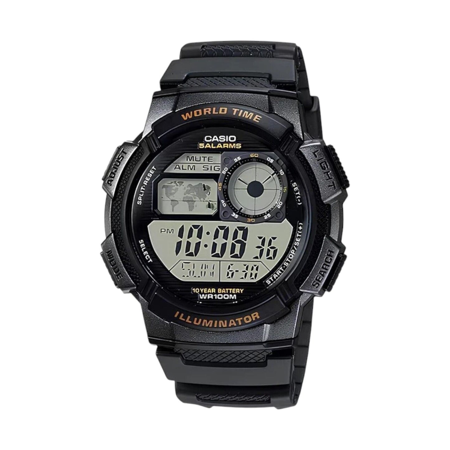Casio AE-1000W-1AV Black Youth Series World Time Unisex Digital Sports Watch