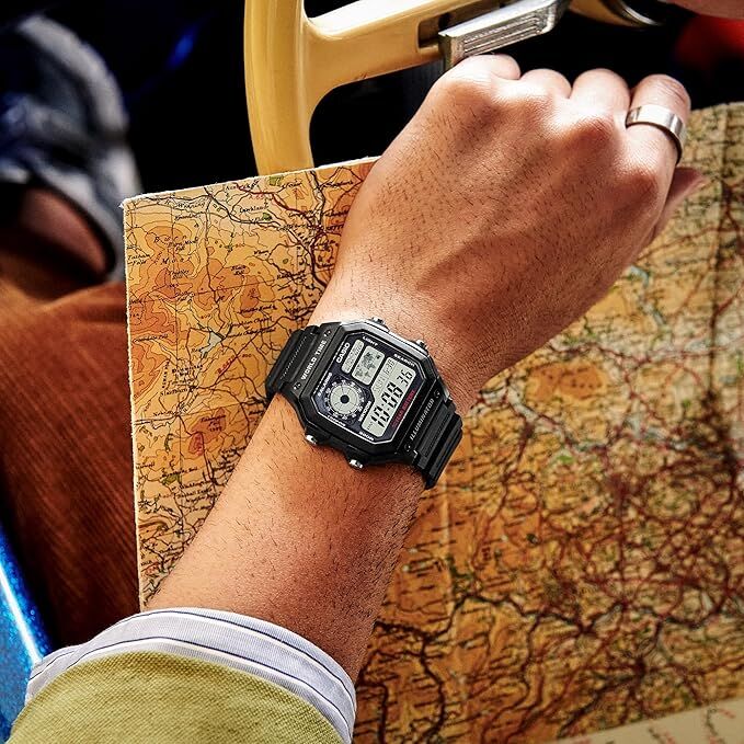 Casio Black Youth Series World Time Unisex Digital Sports Watch AE-1200WH-1A