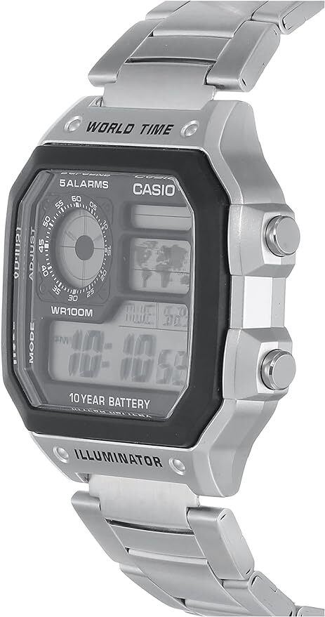 Casio AE1200WHD-1A Digital Sports World Stainless Steel AE-1200WHD-1A Mens Watch