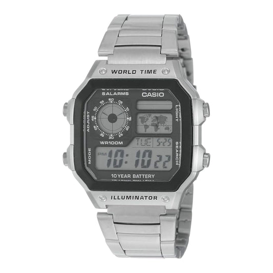 Casio AE1200WHD-1A Digital Sports World Stainless Steel AE-1200WHD-1A Mens Watch