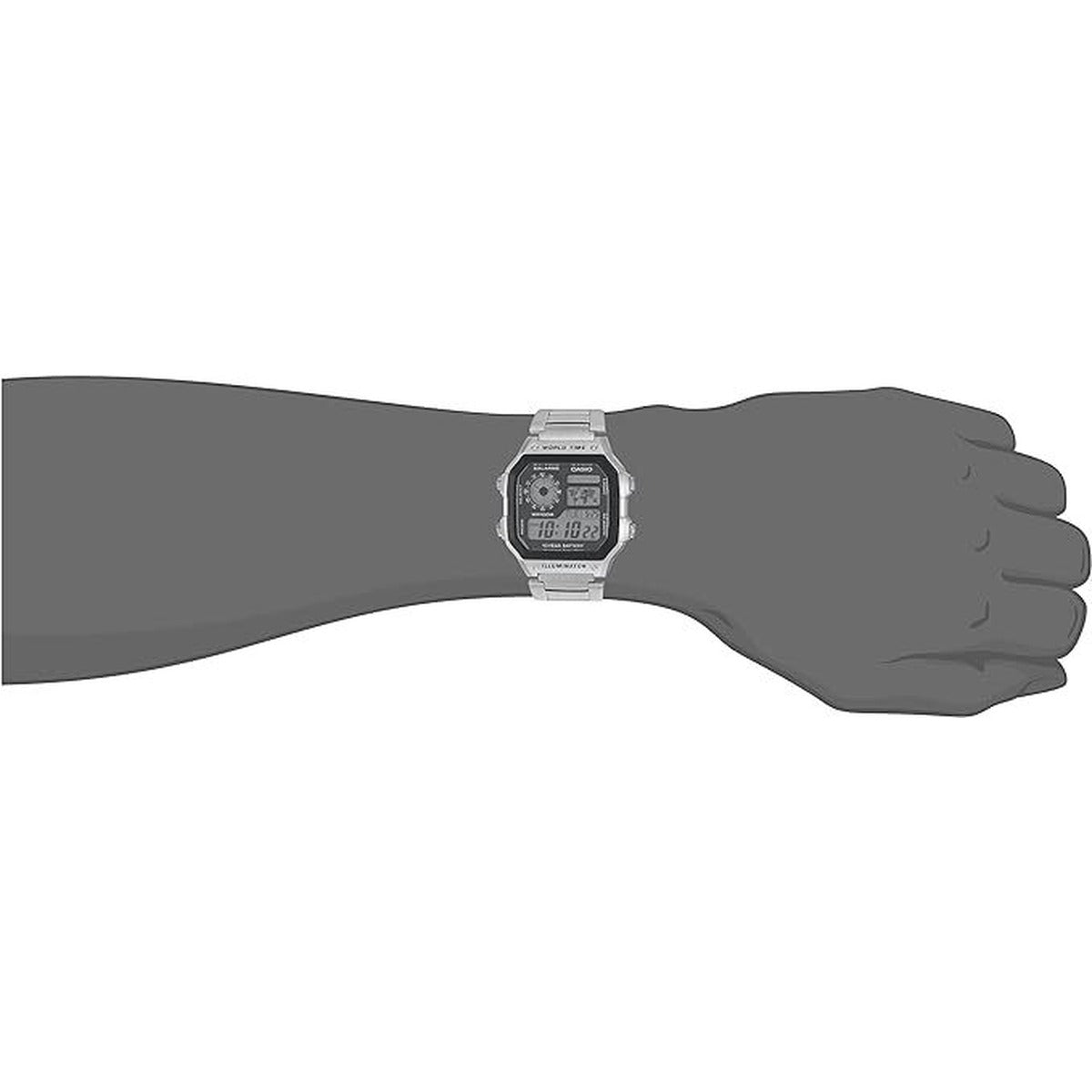Casio AE1200WHD-1A Digital Sports World Stainless Steel...