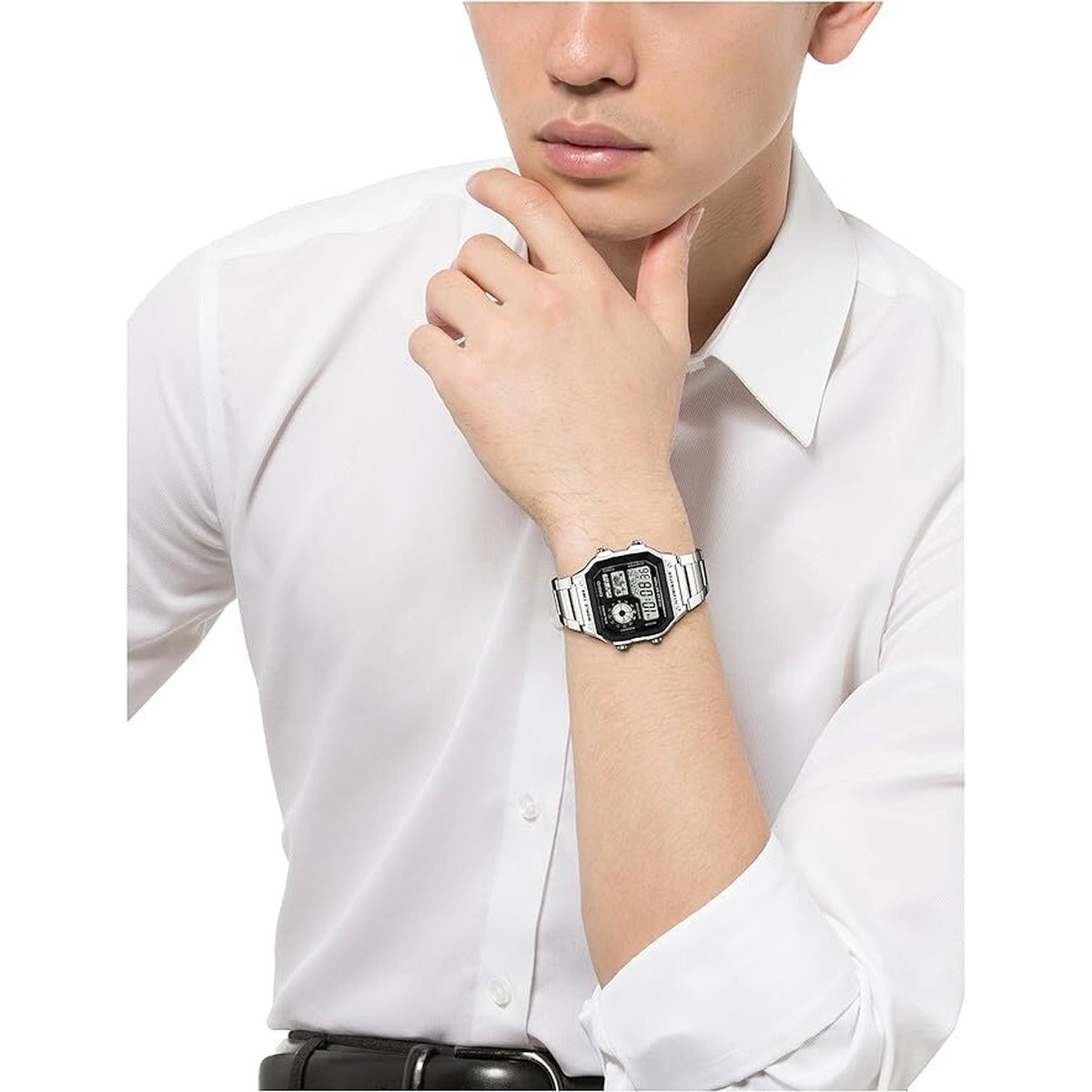 Casio AE1200WHD-1A Digital Sports World Stainless Steel...