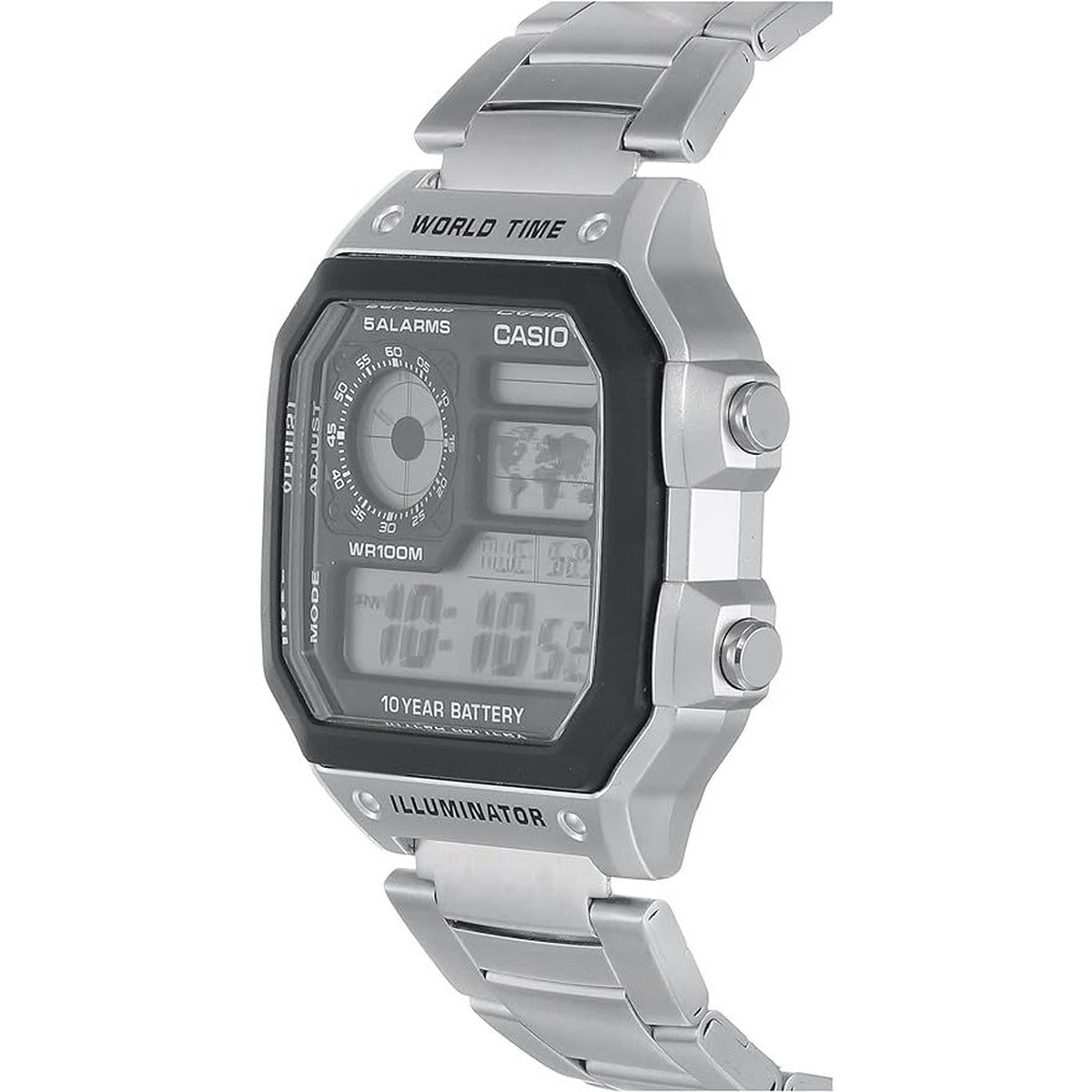 Casio AE1200WHD-1A Digital Sports World Stainless Steel...