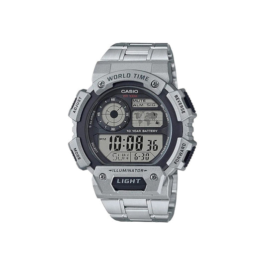 Casio AE-1400WHD-1AV Digital World Time 10-Year Battery Stainless...
