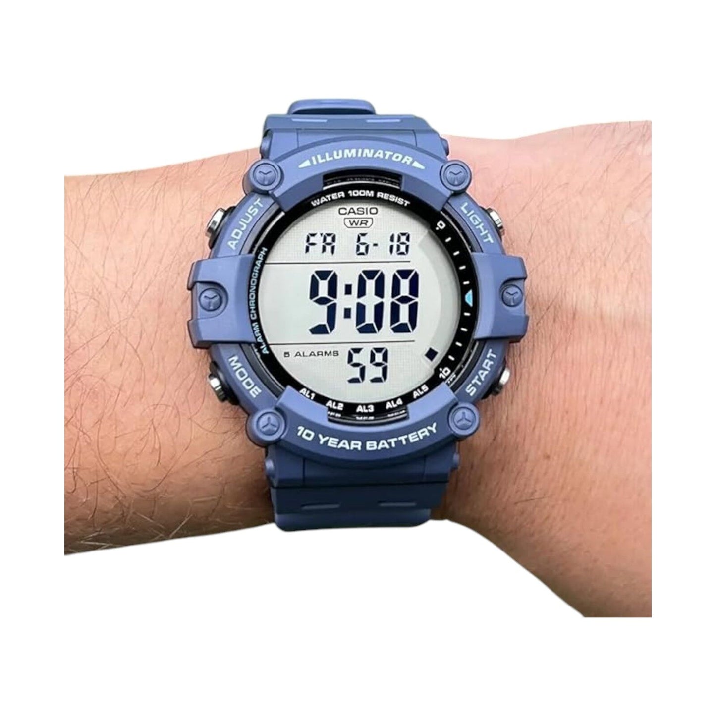 Casio AE-1500WH-2A Men's Wide Face Blue Digital Resin Strap Watch