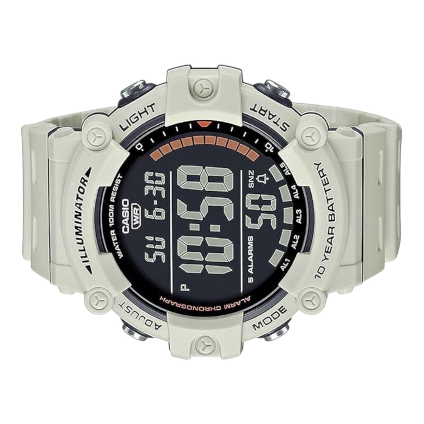 Casio AE-1500WH-8B2VDF Men’s Watch 100M Digital White Resin Band Dual Time LED