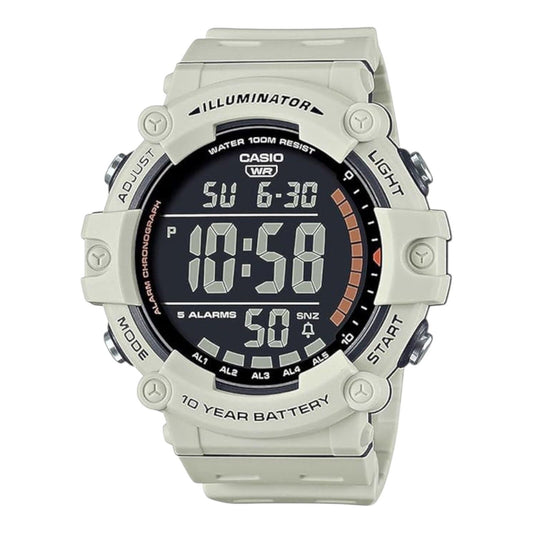 Casio AE-1500WH-8B2VDF Men’s Watch 100M Digital White Resin Band Dual Time LED
