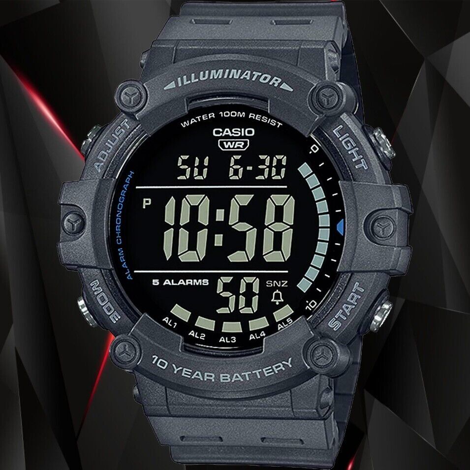 Casio AE-1500WH-8BV Chronograph Watch Gray Resin Band Alarm Illuminator AU Stock