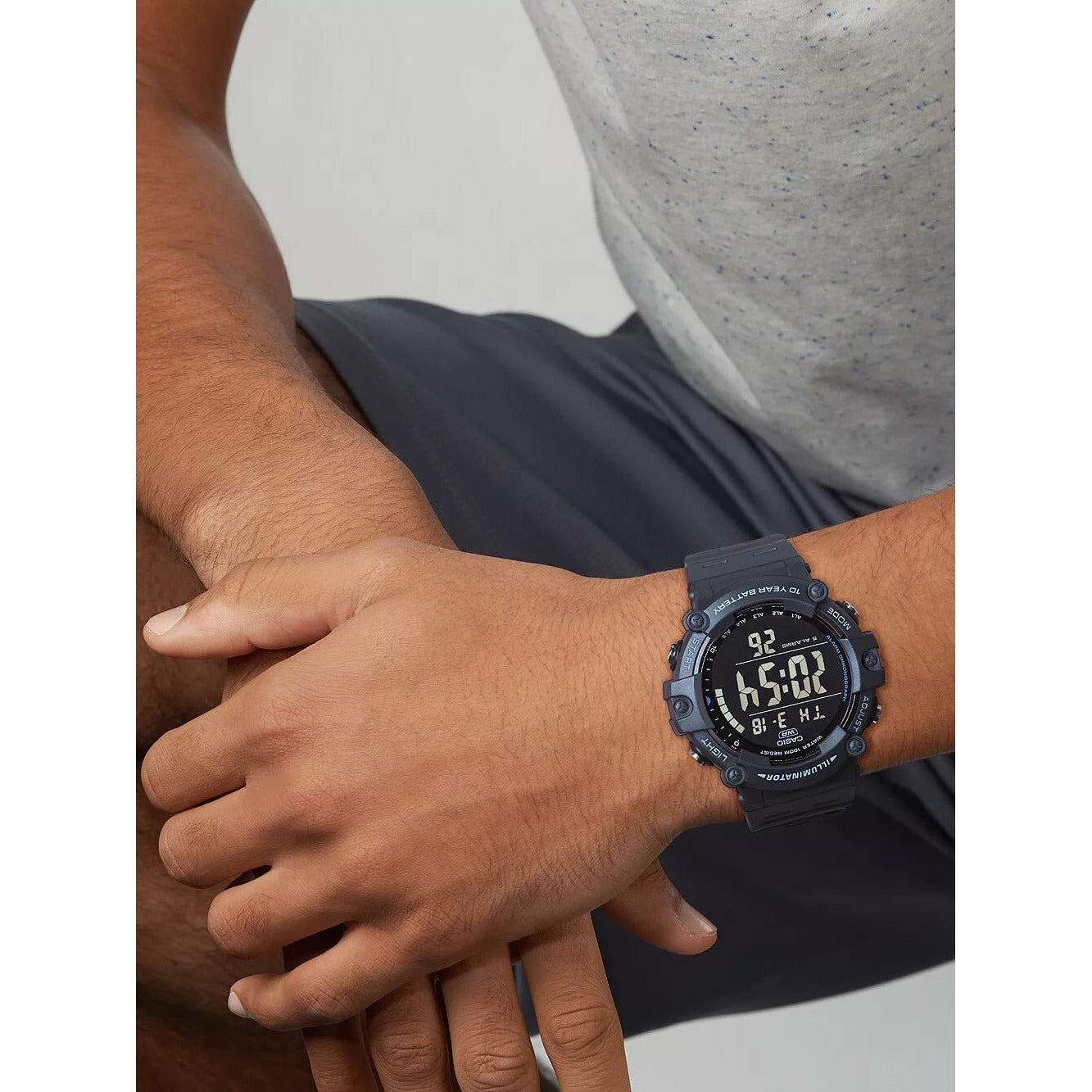 Casio AE-1500WH-8BV Chronograph Watch Gray Resin Band Alarm...