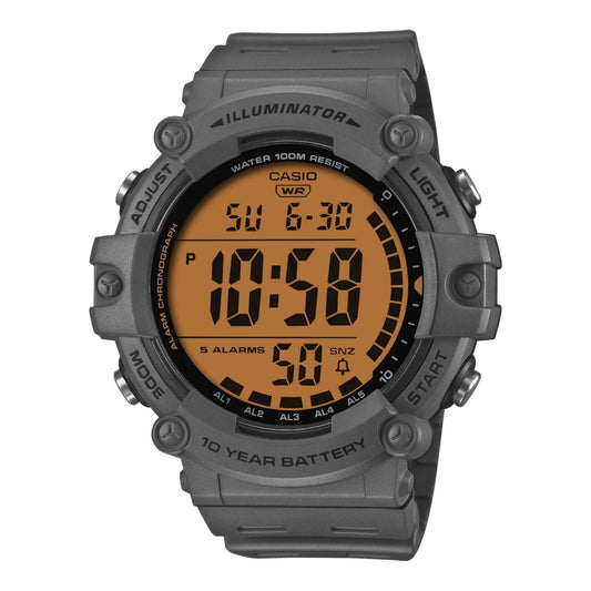 Casio AE-1500WHC-8AV Mens Digital Watch Grey Resin Band Dual Time LED 100m