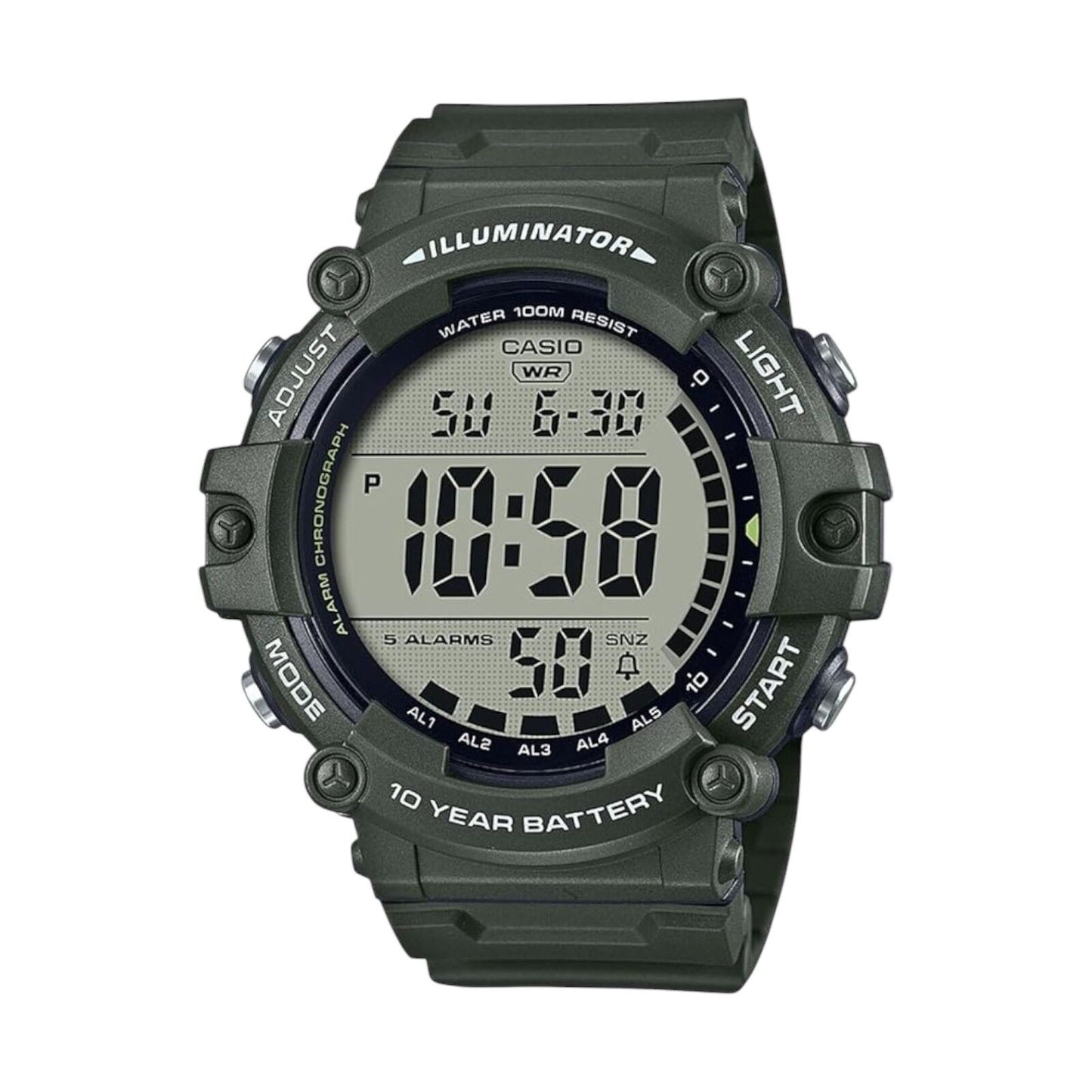 Casio AE-1500WHX-3AV Digital Mens Watch Green Resin Band 100M...