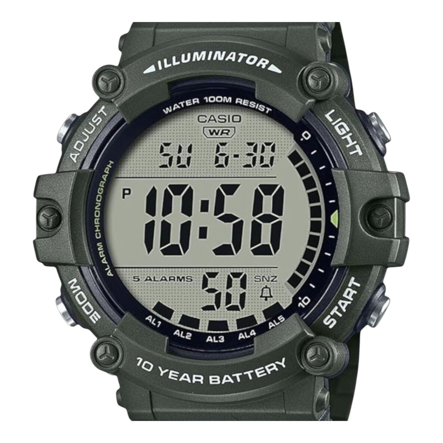 Casio AE-1500WHX-3AV Digital Mens Watch Green Resin Band 100M...