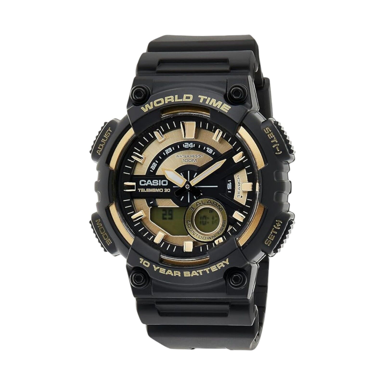 CASIO AEQ-110BW-9A Unisex Black/Gold Analog/Digital Watch Black