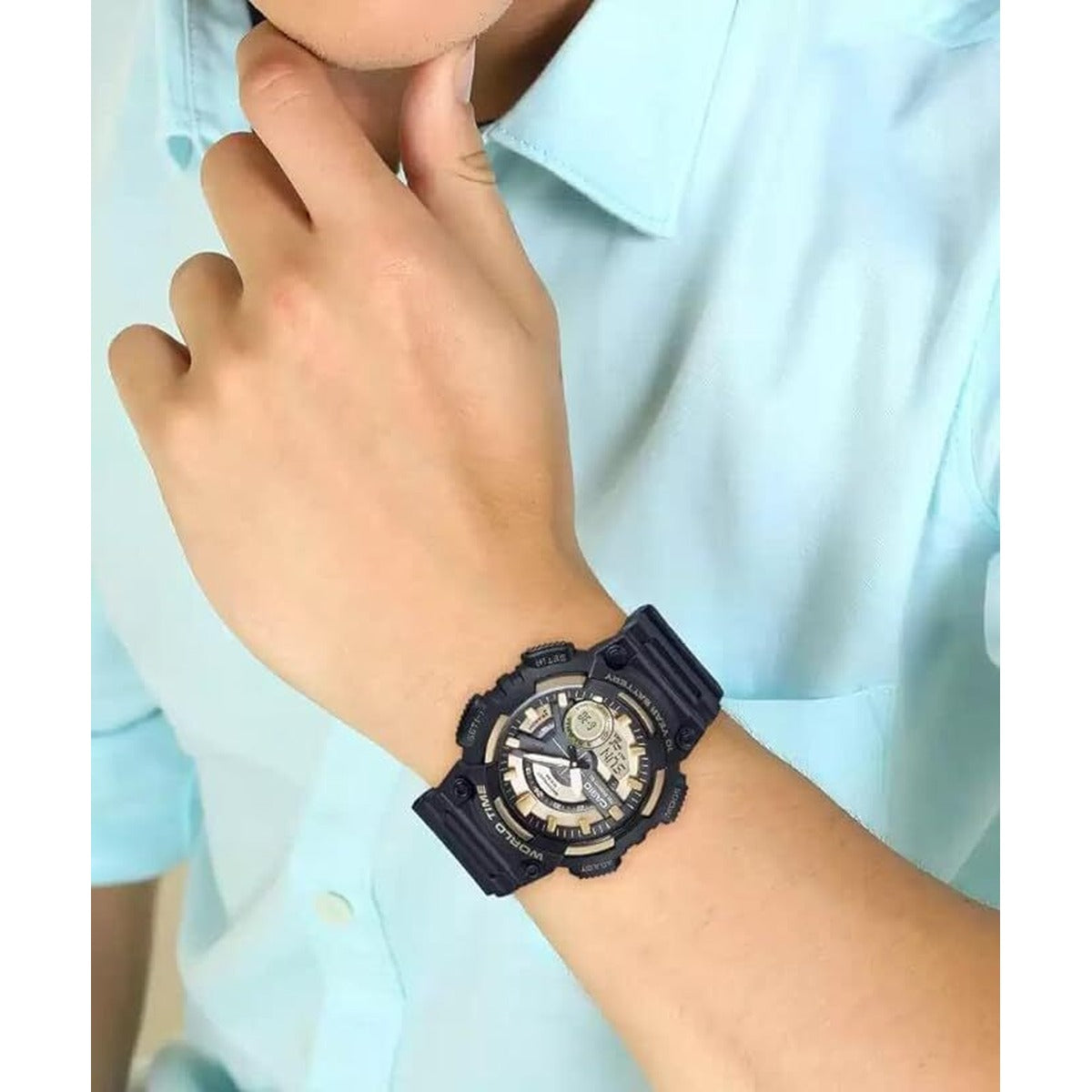 CASIO AEQ-110BW-9A Unisex Black/Gold Analog/Digital Watch Black...