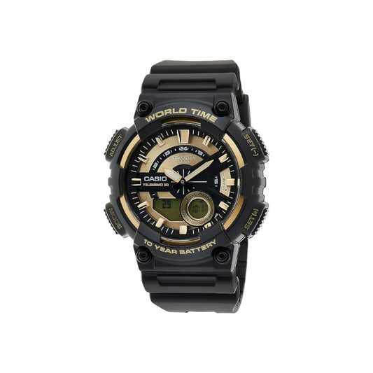 CASIO AEQ110BW-9A Unisex Black/Gold Analog/Digital Watch with Black…