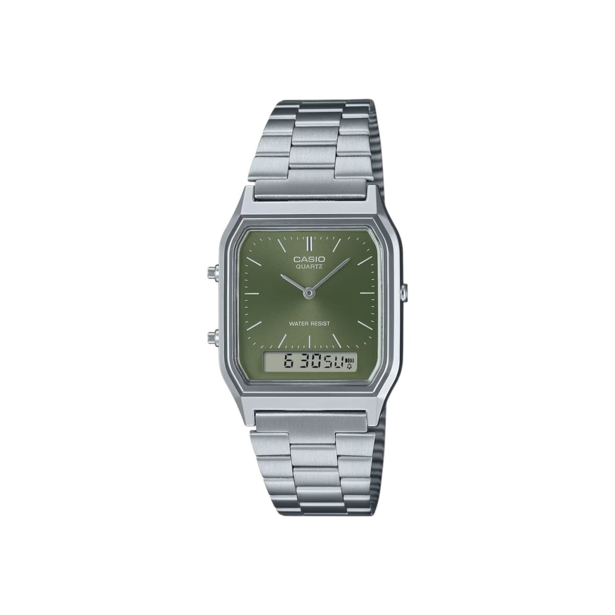 Casio AQ-230A-3AMQY Green Dial Silver Stainless Steel Unisex Retro...