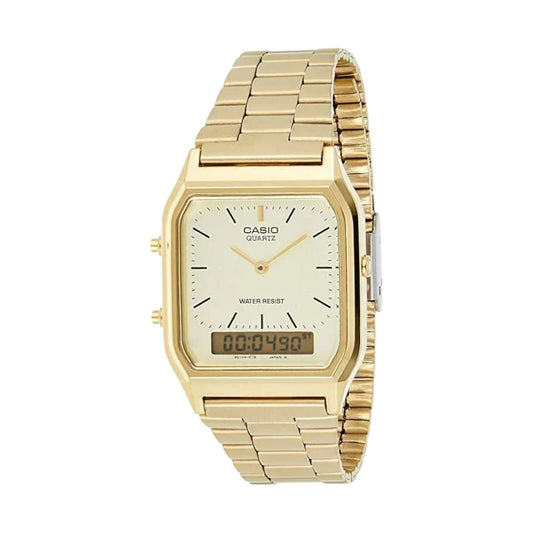 Casio Gold Digital Analog Stainless Steel Strap AQ-230GA-9D Mens Watch AU