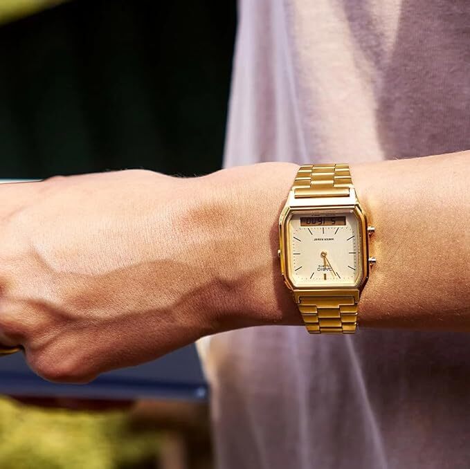 Casio Gold Digital Analog Stainless Steel Strap AQ-230GA-9D Mens...