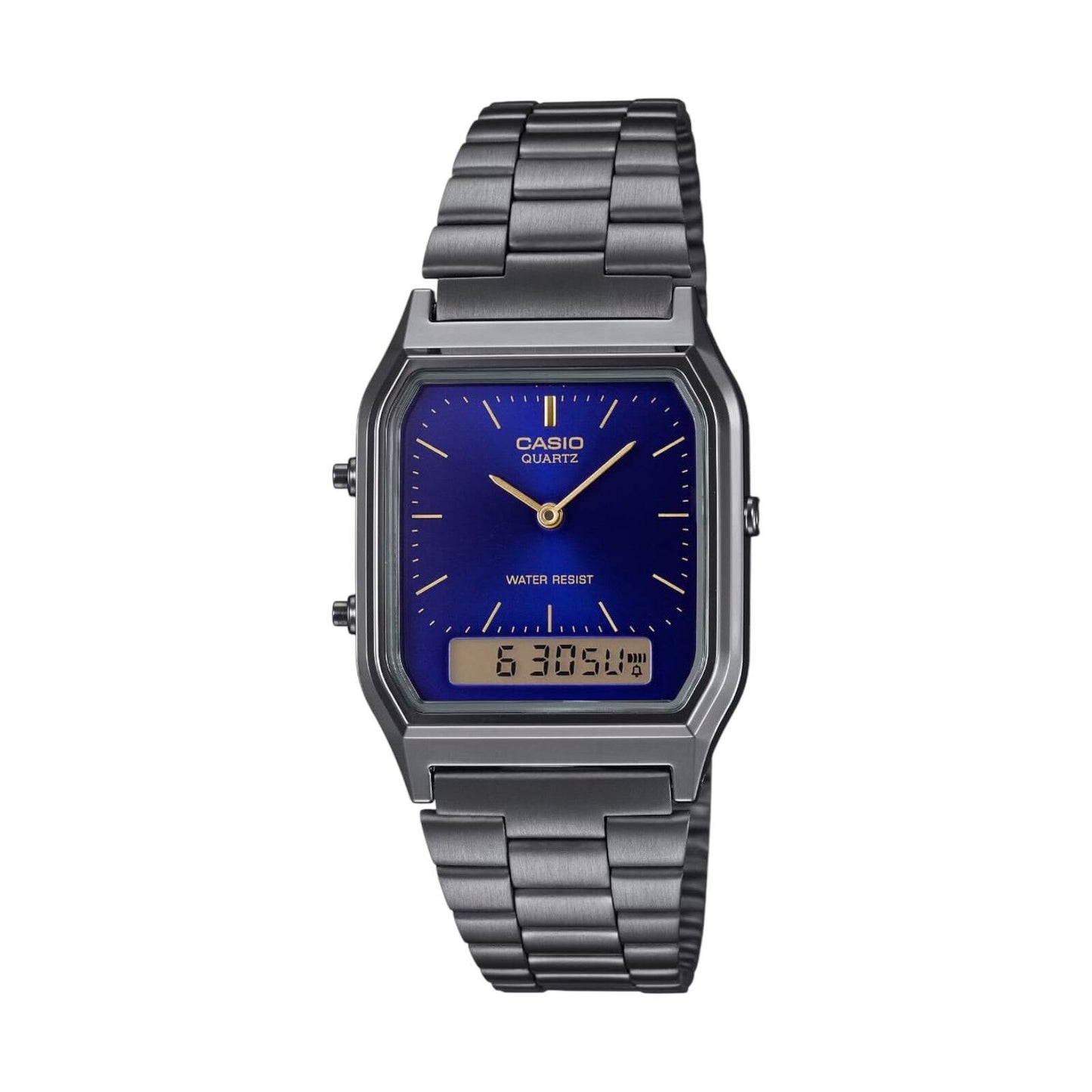 Casio AQ-230GG-2A Grey Blue Stainless Steel Retro Digital Analog...