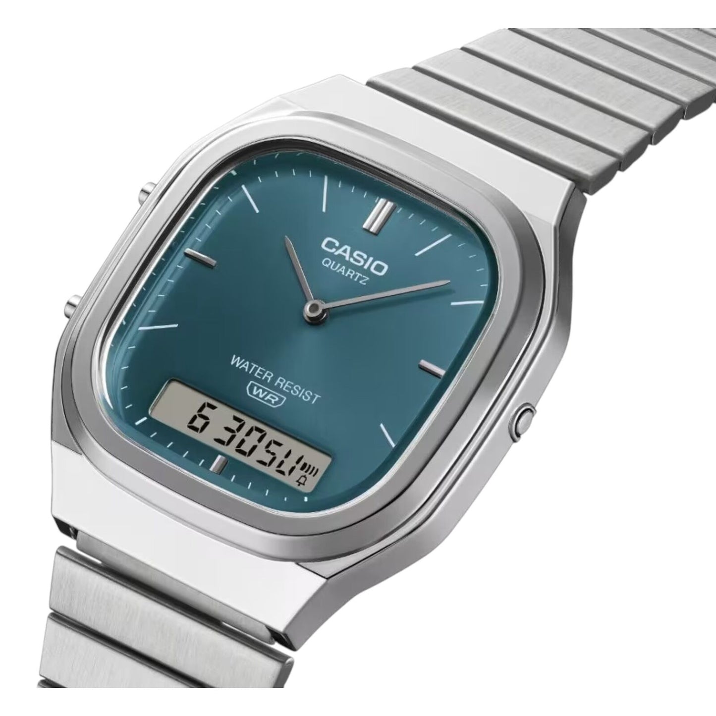 Casio AQ-240E-3A Unisex Analog Digital Watch Steel Band Green Dial...