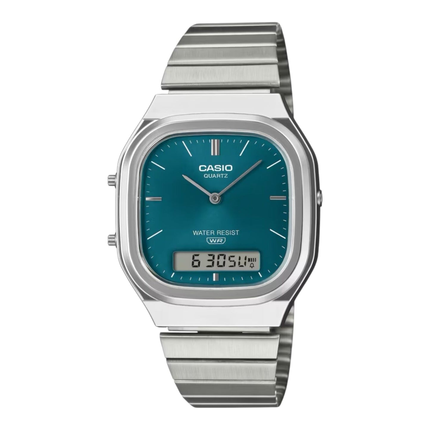 Casio AQ-240E-3A Unisex Analog Digital Watch Steel Band Green Dial...