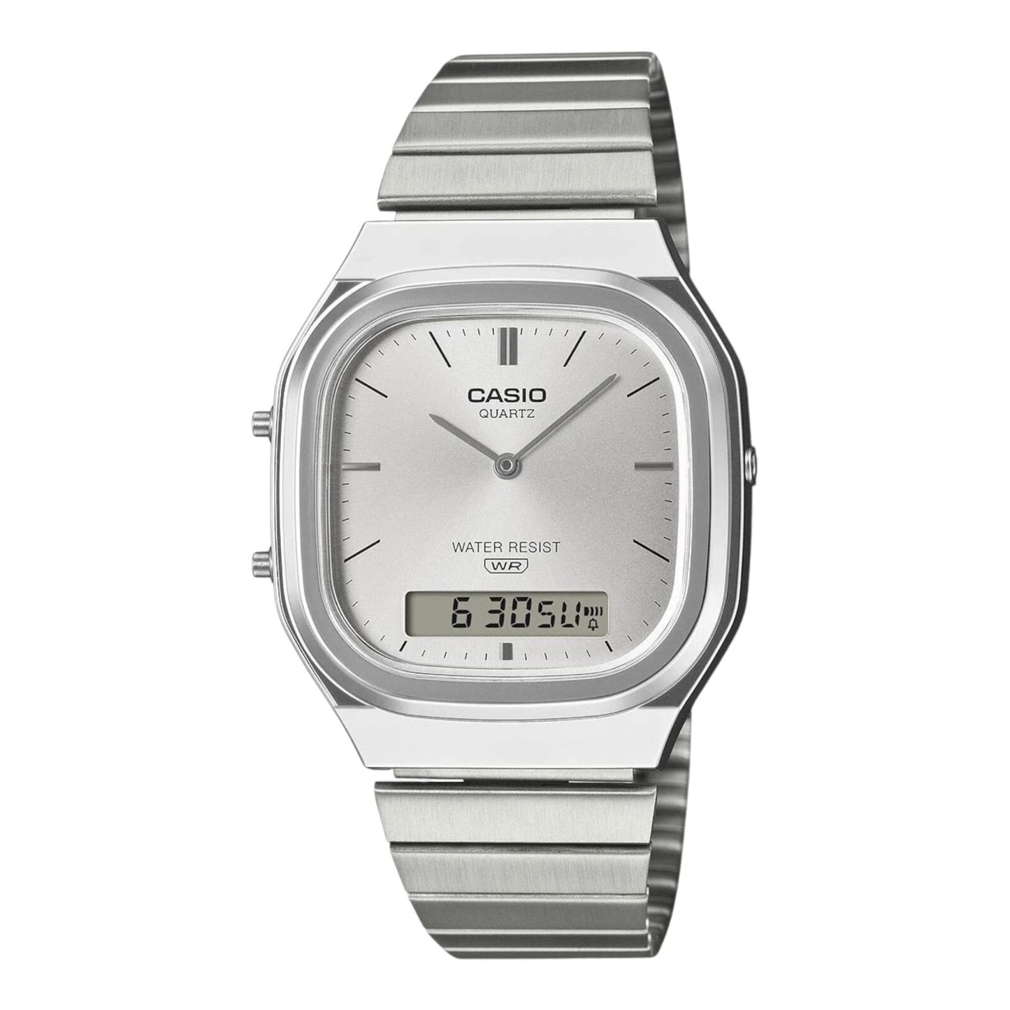 Casio AQ-240E-7A Unisex Analog Digital Watch Silver Steel Band...