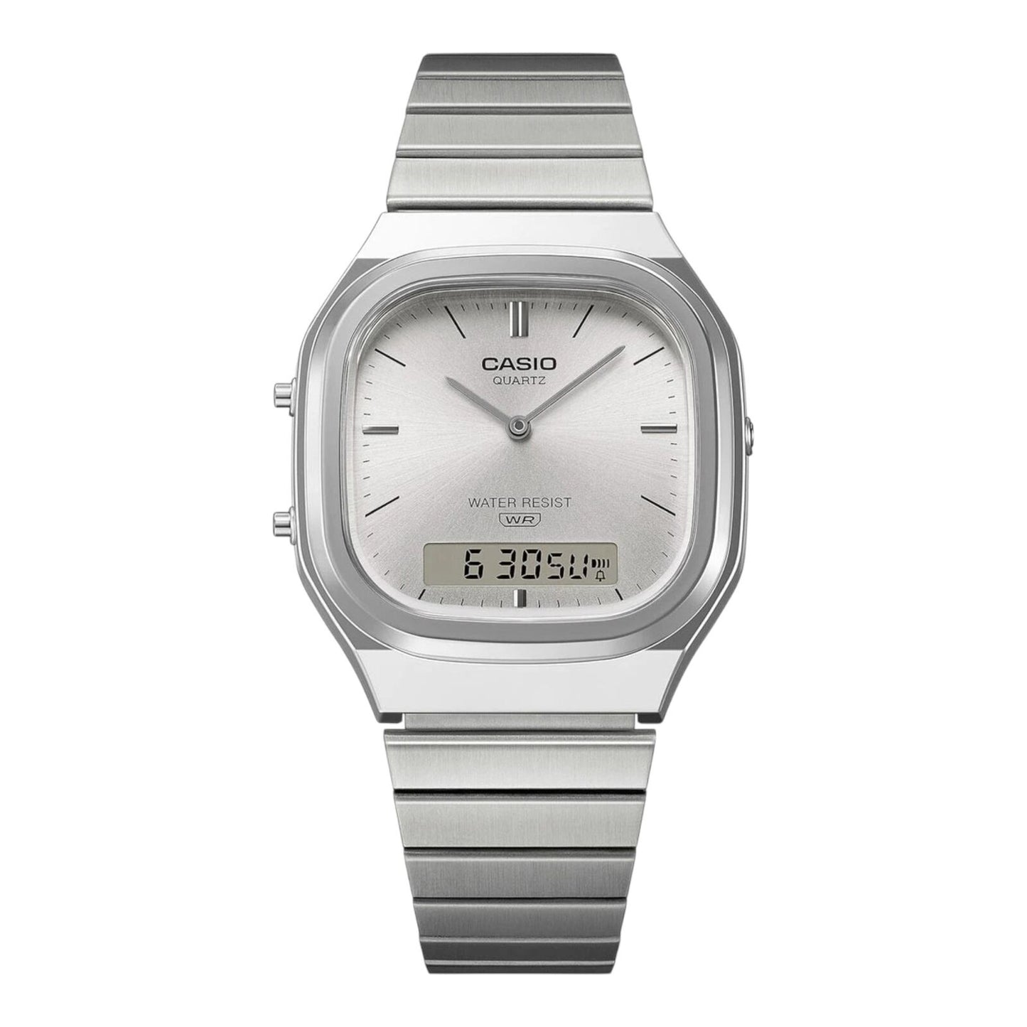 Casio AQ-240E-7A Unisex Analog Digital Watch Silver Steel Band...