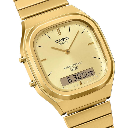 Casio AQ-240EG-9A Unisex Analog Digital Gold Watch Tone Steel Band