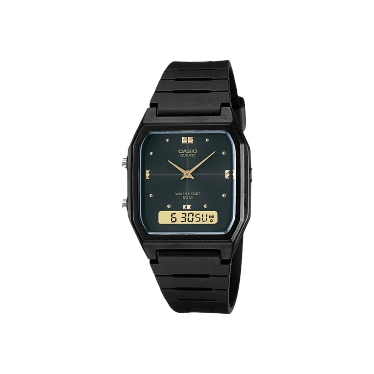 CASIO Men's Duo Dual Time Zone Analog Digital Watch, Black Dial,…
