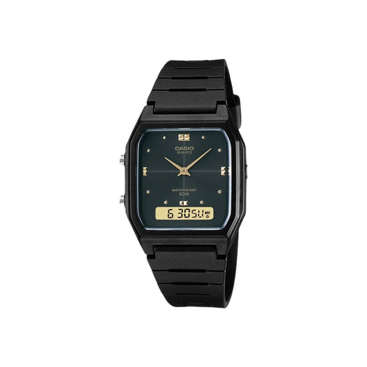 CASIO Men's Duo Dual Time Zone Analog Digital Watch, Black Dial,…