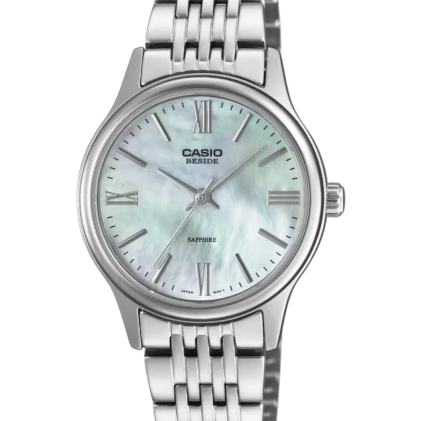 Casio BLS-100DS-2AV Womens Watch Blue MOP Dial Steel Band Sapphire 50M