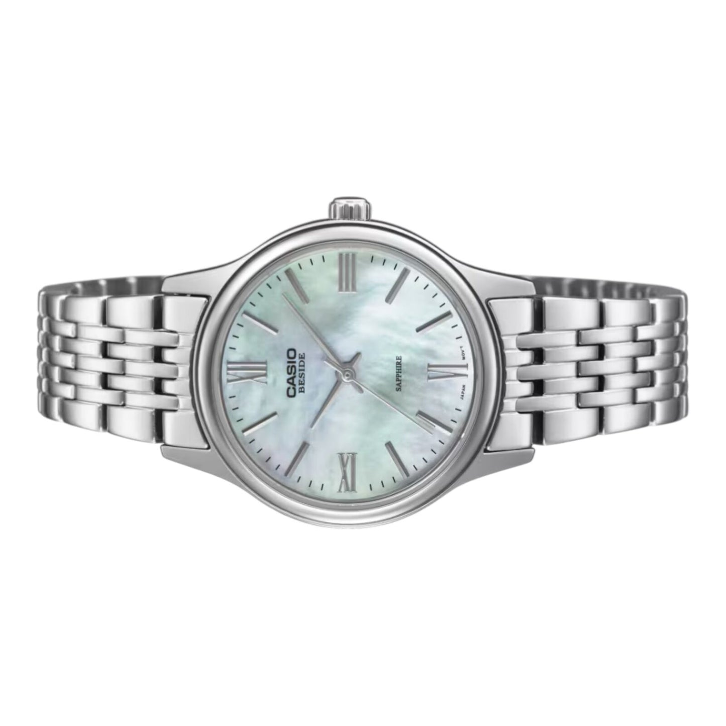 Casio BLS-100DS-2AV Womens Watch Blue MOP Dial Steel Band Sapphire 50M