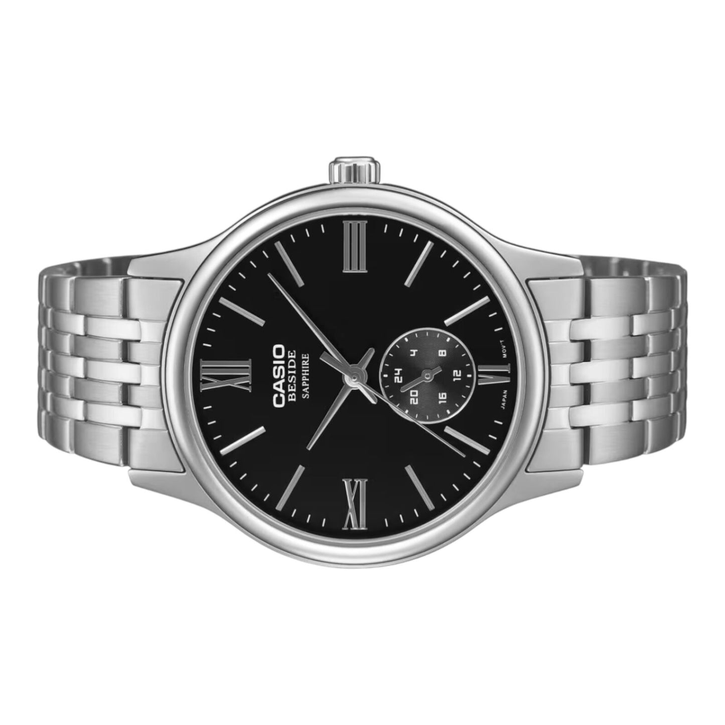 Casio BMS-100D-1AV Mens Watch Black Dial Steel Band Sapphire 50M
