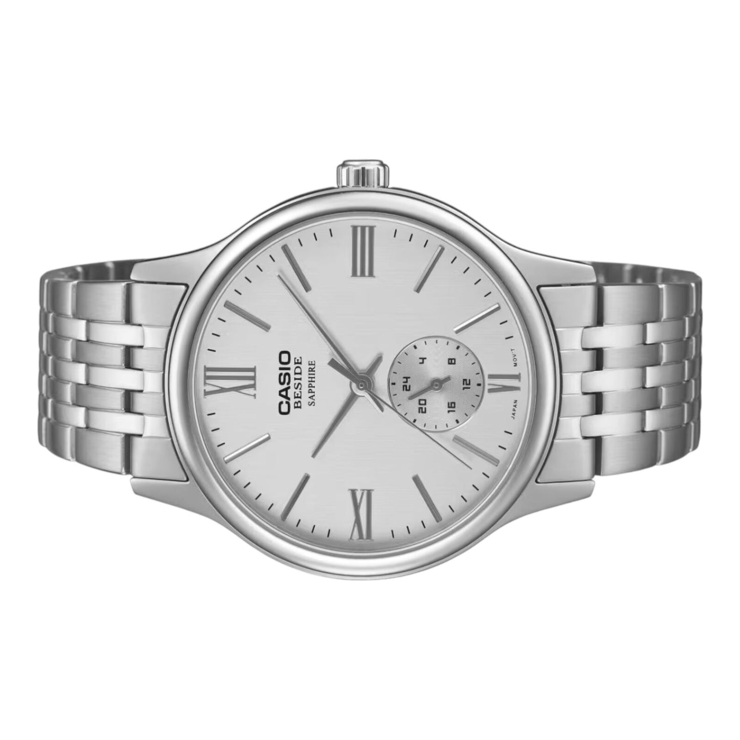 Casio BMS-100D-7AV Mens Watch Silver Dial Steel Band Sapphire 50M
