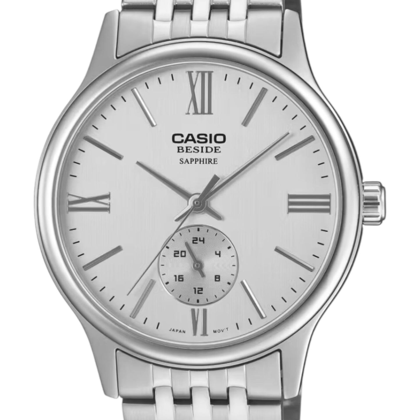 Casio BMS-100D-7AV Mens Watch Silver Dial Steel Band Sapphire 50M