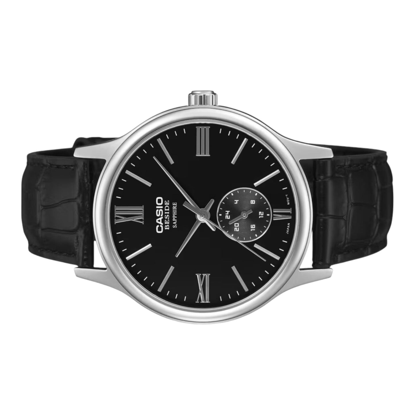 Casio BMS-100L-1AV Mens Watch Black Dial Black Leather Sapphire 50M