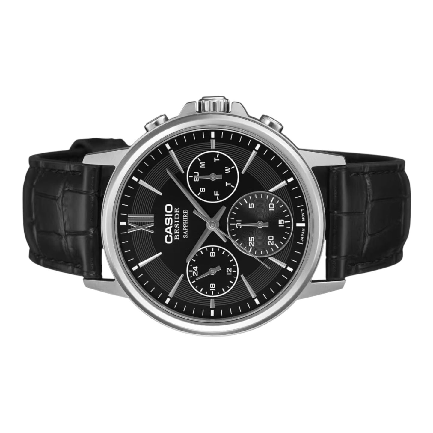 Casio BMS-300L-1AV Mens Watch Black Dial Black Leather Sapphire 50M