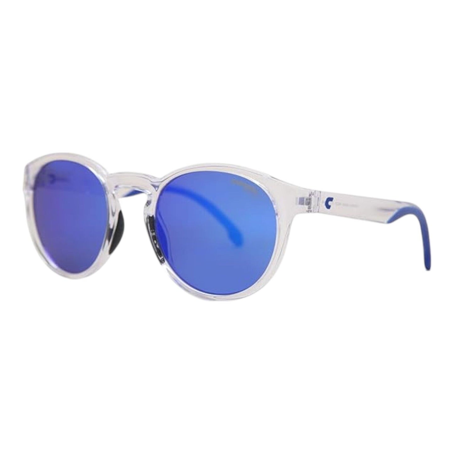 Carrera Men’s Sunglasses 8056/S Transparent White Frame Blue Mirror 51mm Round
