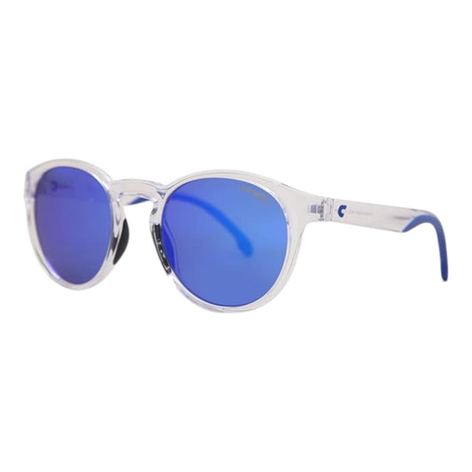 Carrera Men’s Sunglasses 8056/S Transparent White Frame Blue Mirror 51mm Round