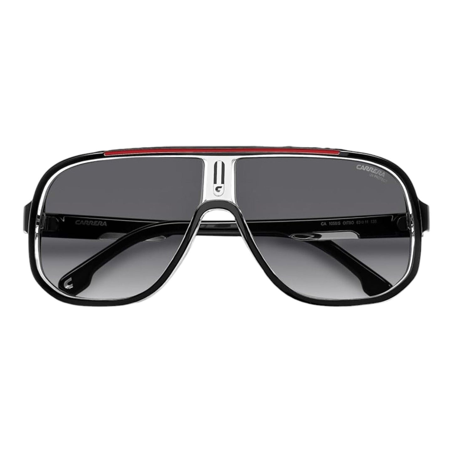 Carrera Men’s 205784 Black Red Frame Grey Lens 63mm Navigator UV Sunglasses