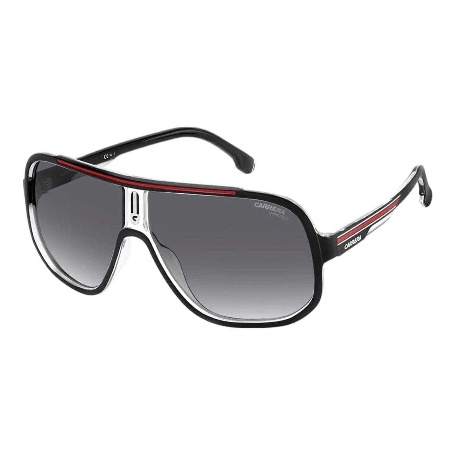 Carrera Men’s 205784 Black Red Frame Grey Lens 63mm Navigator UV Sunglasses
