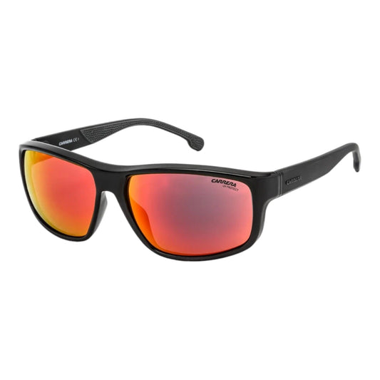 Carrera 8038/S 0OIT UZ Mens 61mm Black Red Rectangle Sunglasses Red Lens