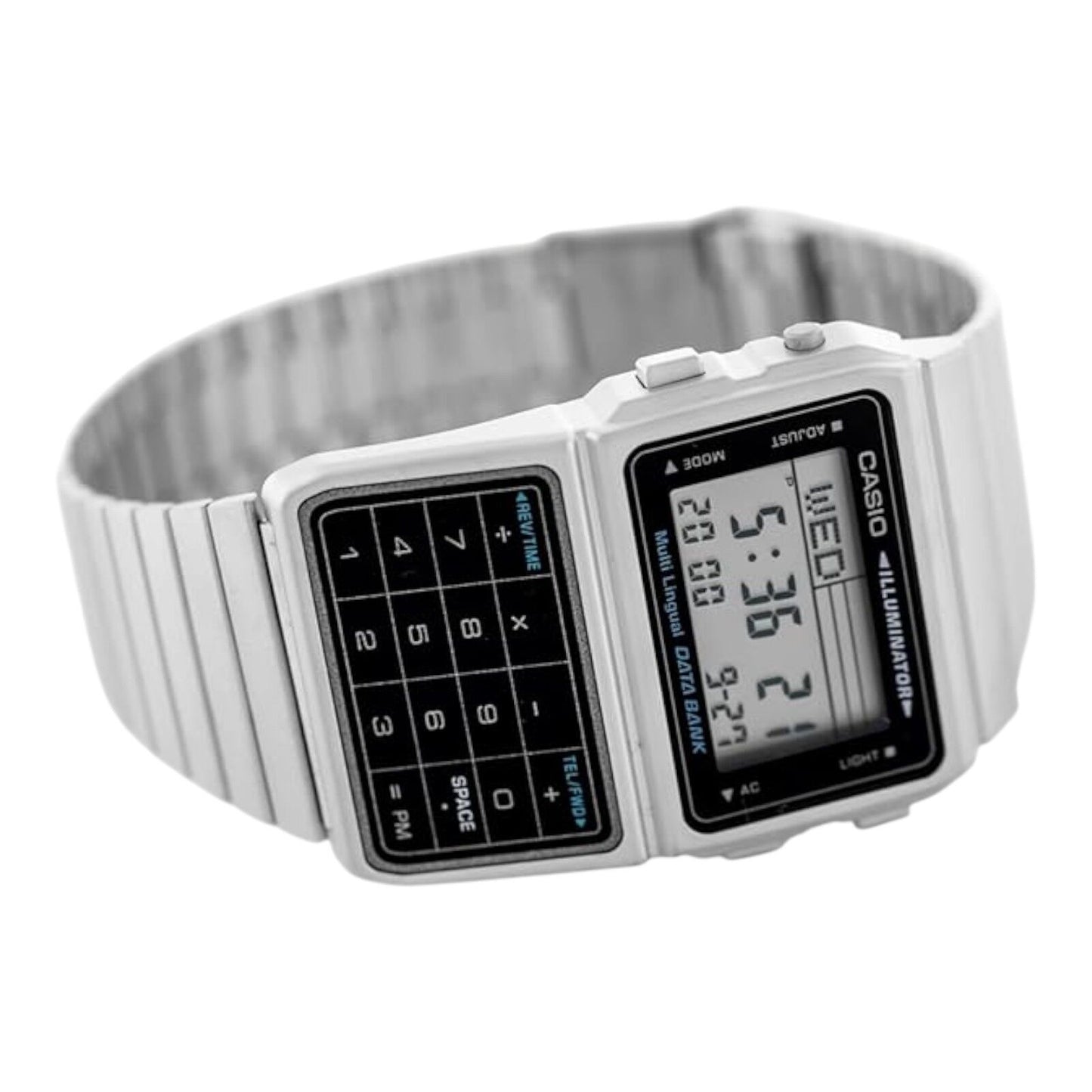 Casio DBC-611-1DF Silver Data Bank Calculator Watch LED Alarm Dual...