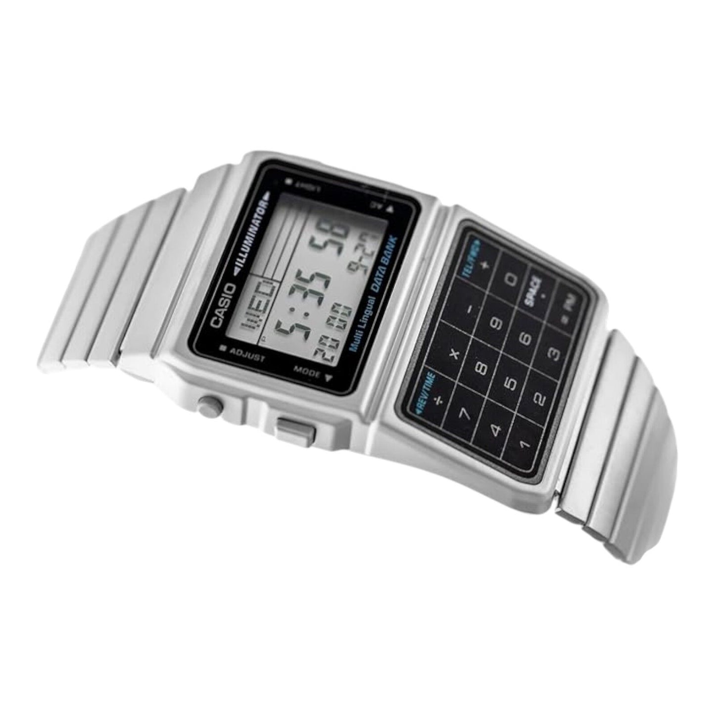 Casio DBC-611-1DF Silver Data Bank Calculator Watch LED Alarm Dual...