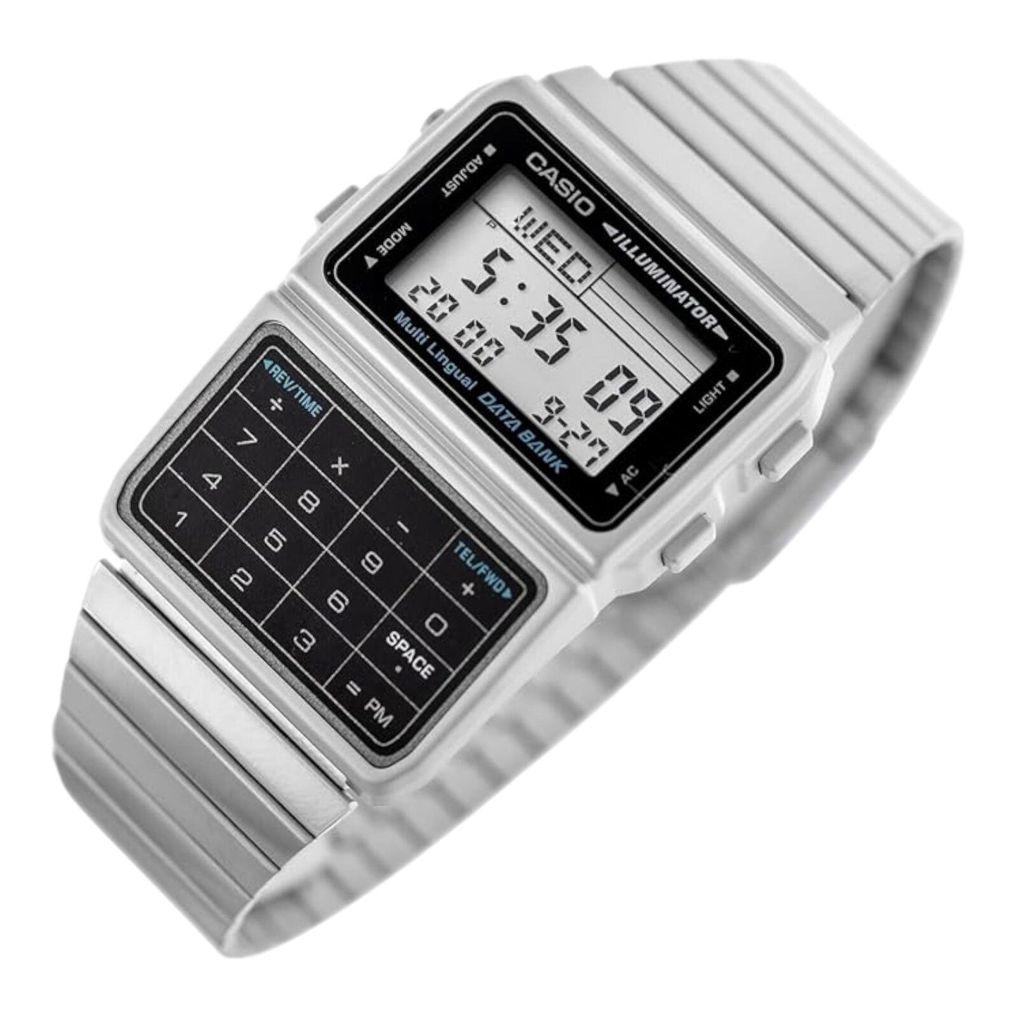 Casio DBC-611-1DF Silver Data Bank Calculator Watch LED Alarm Dual...